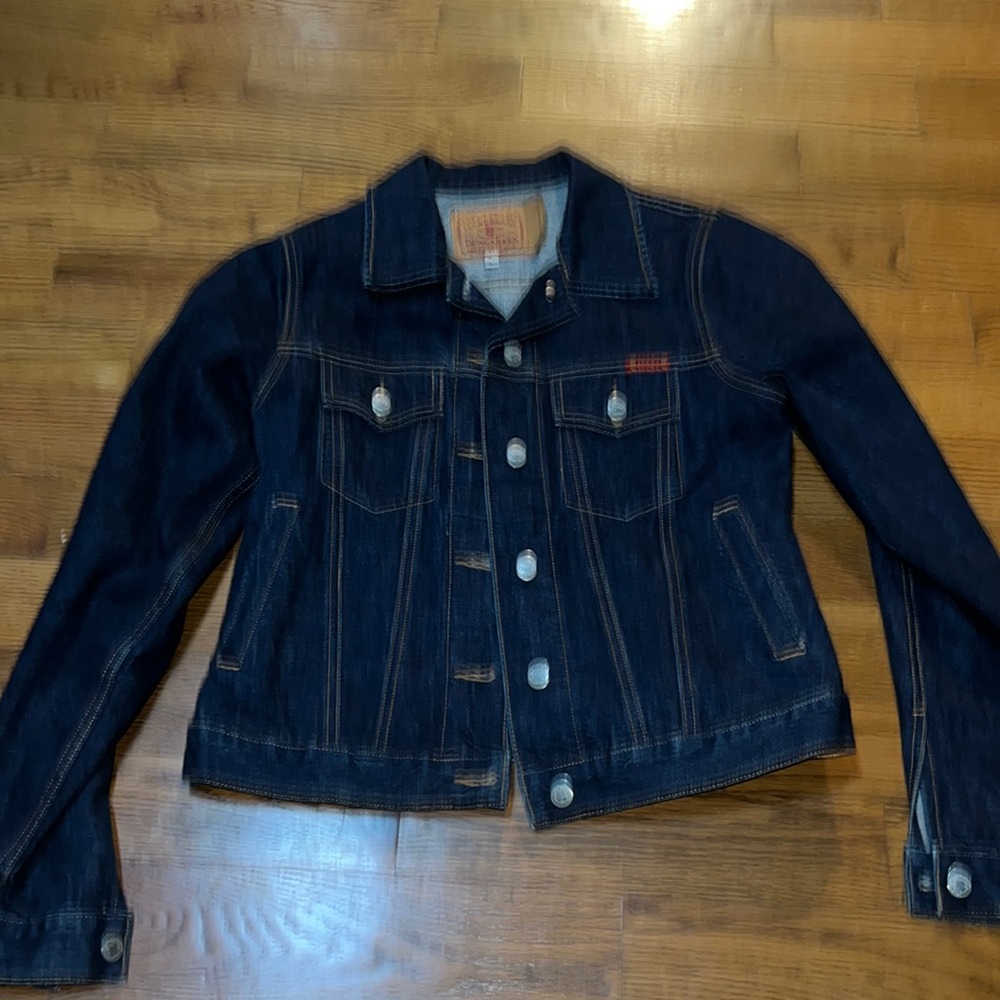 Vintage Lucky Brand Jean Jacket by Gene Montesano trucker tomboy style sz Large